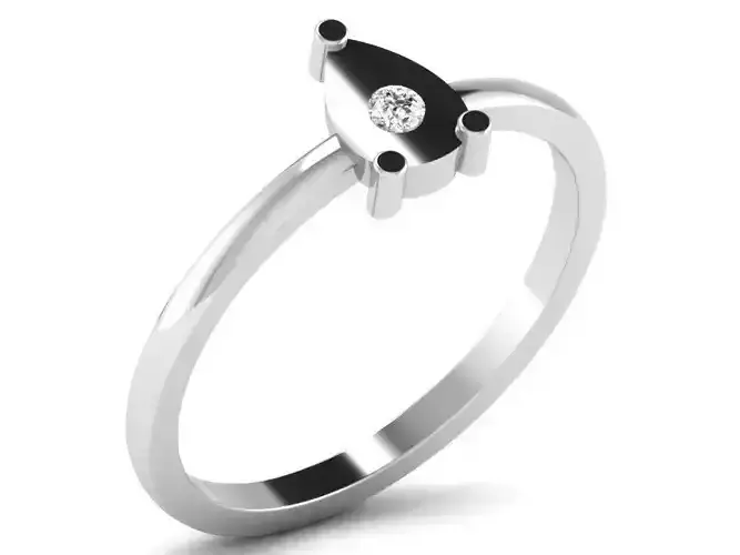 Drop Shape Silver Engagement Ring With Diamonds