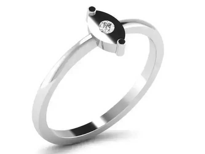 Marquise Shaped Silver Engagement Ring With Diamonds