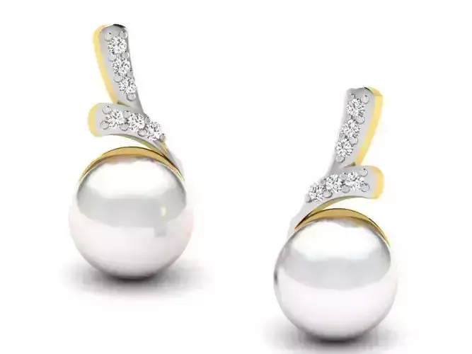 Gold Earrings With Pearl