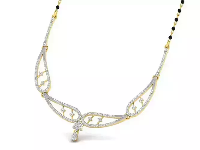 Gold Necklace With Diamonds 18 3D print model