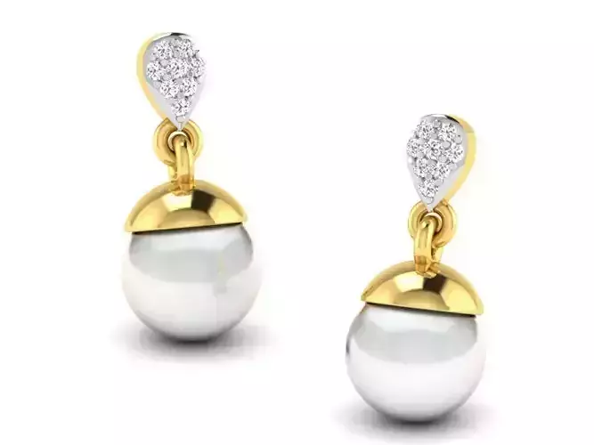 Gold Drop Earrings With Pearl 2