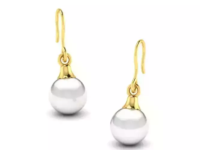 Gold Drop Earrings With Pearl 3