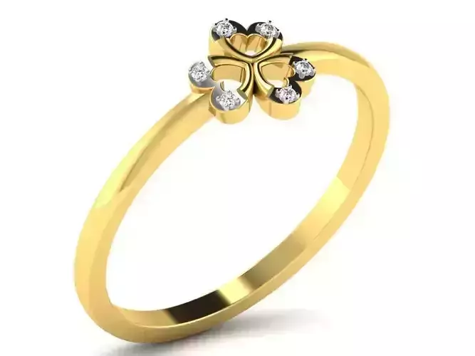 Flower Shape Gold Ring With Diamonds 1
