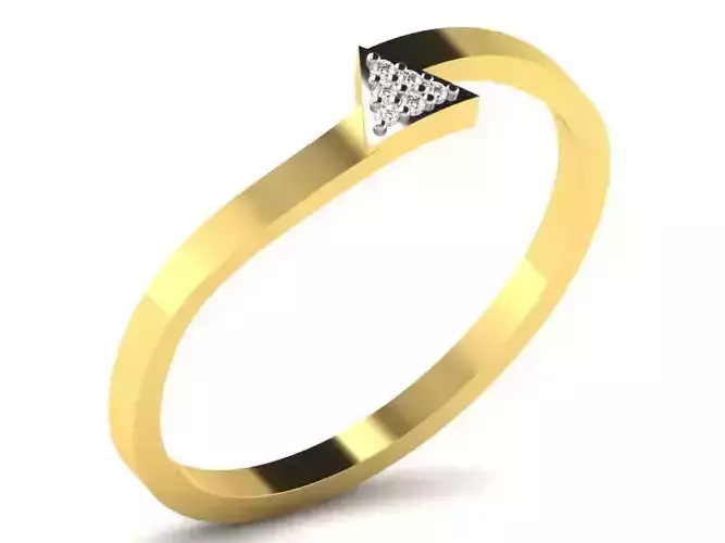 Triangle Shaped Gold Ring With Diamonds 2