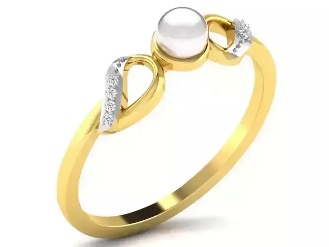 Gold Engagement Ring With Pearl 2