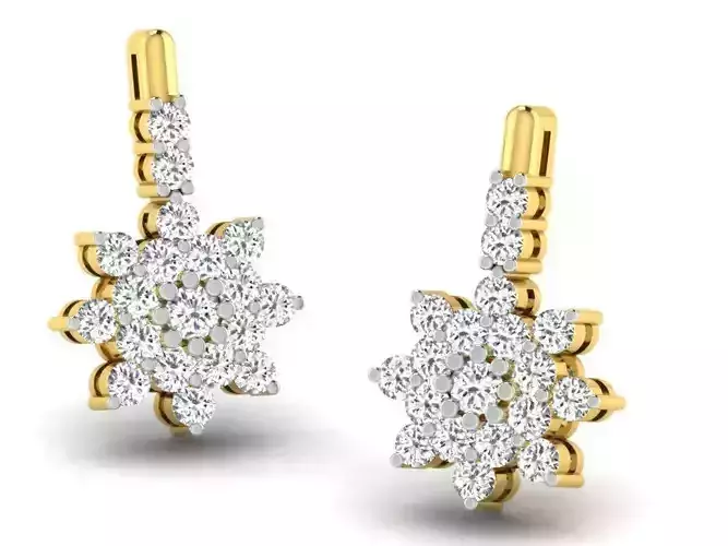 Flower Shaped Drop Earrings With Diamonds 15