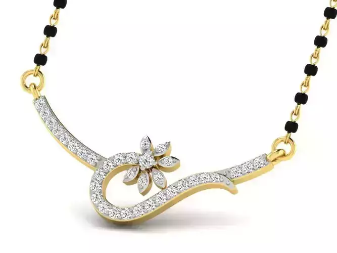Floral Design Gold Necklace With Diamonds 1