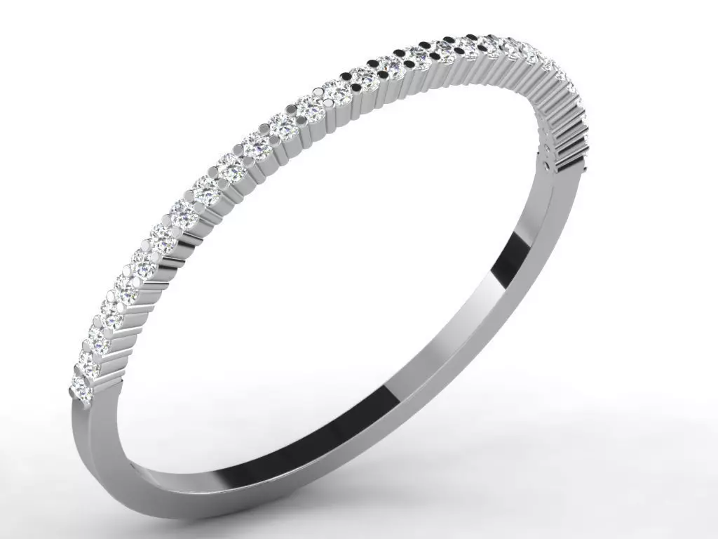 Silver Thin Diamond Ring 3D print model