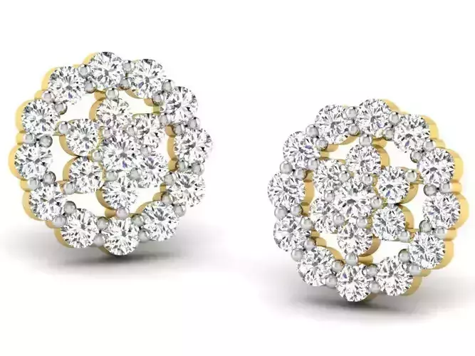 Flower Shaped Ear Studs With Diamonds 23