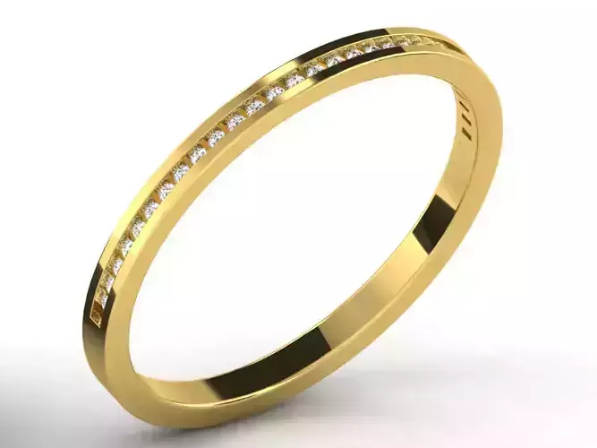 Golden Thin Engagement Ring With Diamonds 9