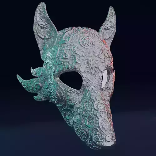 Wolf Mask 3D Model stl Files Cosplay Masquerade Halloween 3D print model
