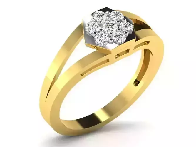 Hexagon Shaped Gold Ring With Diamonds 1