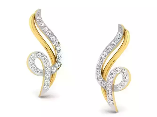 Swirl Gold Earrings With Diamonds