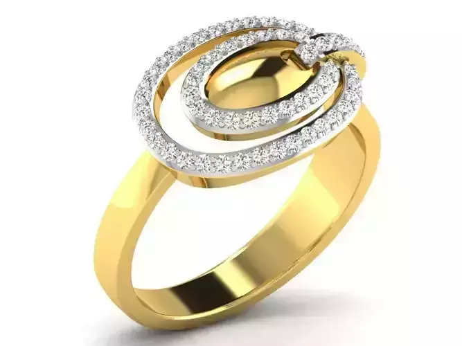 Oval Shaped Gold Ring With Diamonds 2
