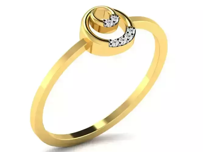 Round Shaped Gold Ring With Diamonds 1