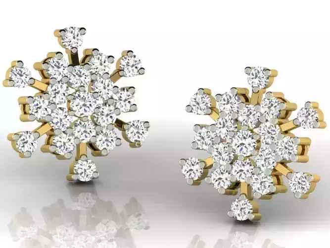 Flower Shape Ear Studs With Diamonds 7