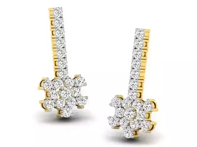 Flower Shape Earrings With Diamonds 2