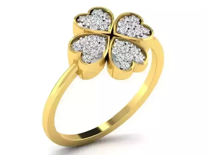 Flower Shaped Gold Ring With Diamonds 18