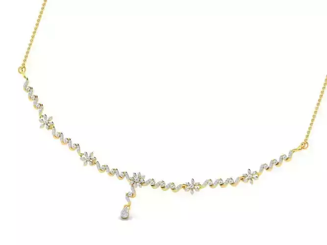 Gold Necklace With Diamonds 40 3D print model