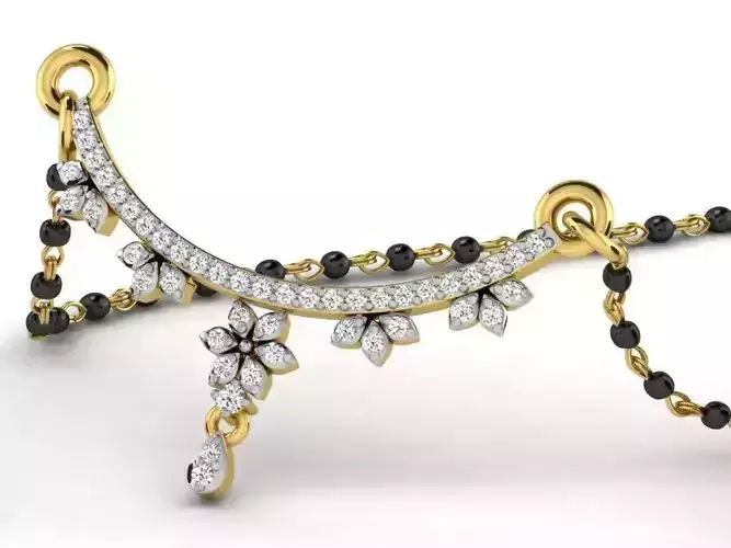 Floral Design Gold Necklace With Diamonds 4