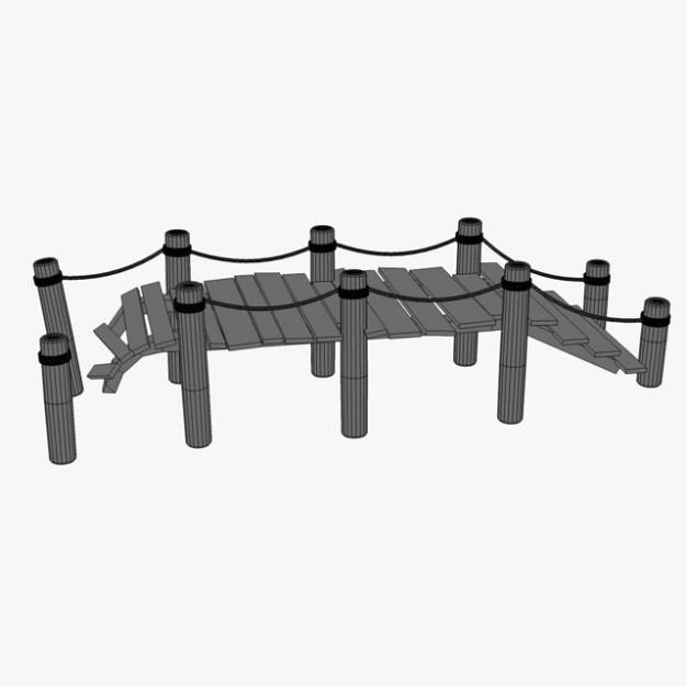 Broken Old Pier 3D model_9