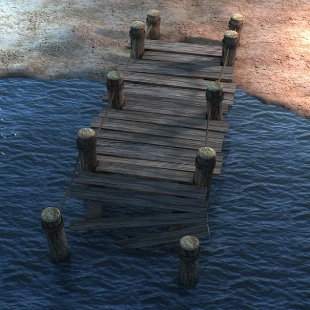 Broken Old Pier 3D model_7