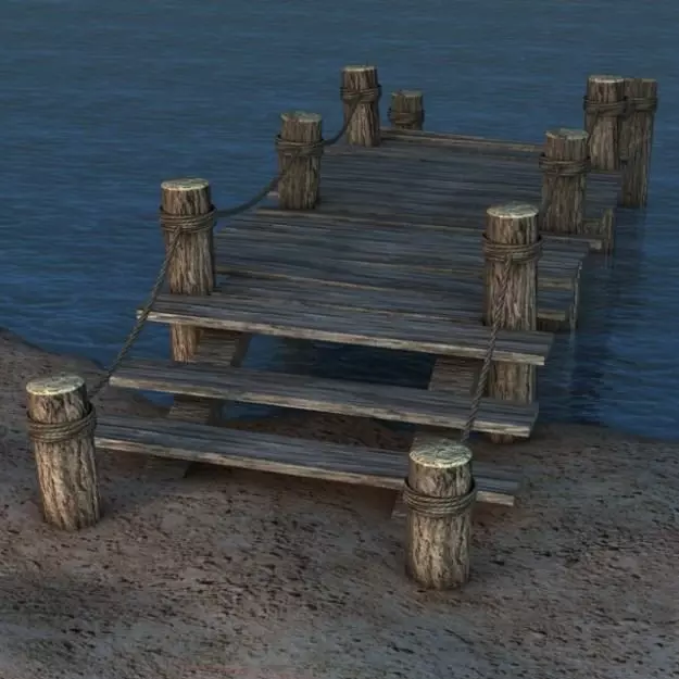 Broken Old Pier 3D model_0