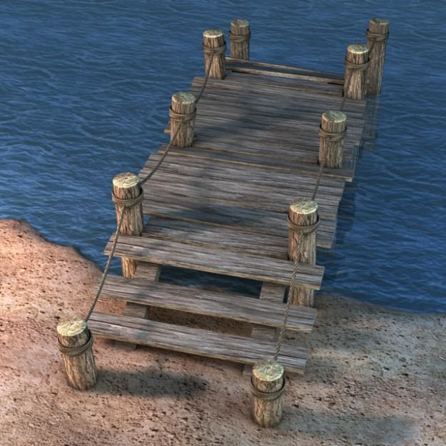 Broken Old Pier 3D model_2