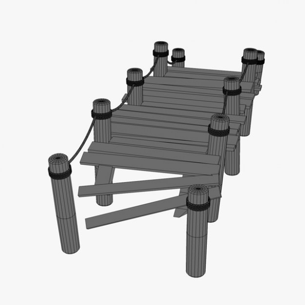 Broken Old Pier 3D model_8