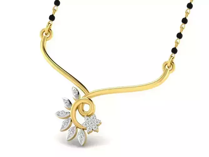 Floral Design Gold Necklace With Diamonds 5