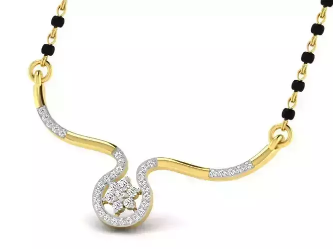 Floral Design Gold Necklace With Diamonds 6