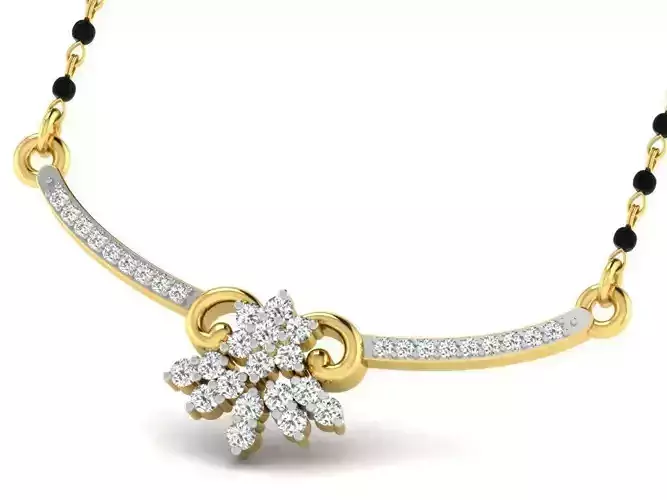 Floral Design Gold Necklace With Diamonds 7