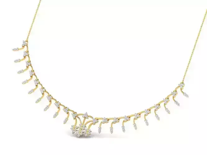 Gold Necklace With Diamonds 50 3D print model
