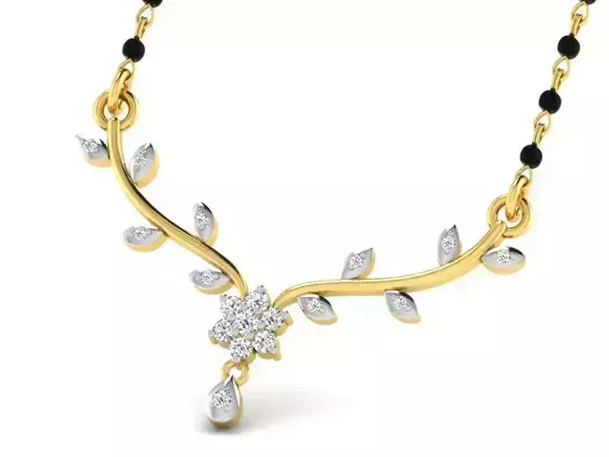 Floral Design Gold Necklace With Diamonds 11