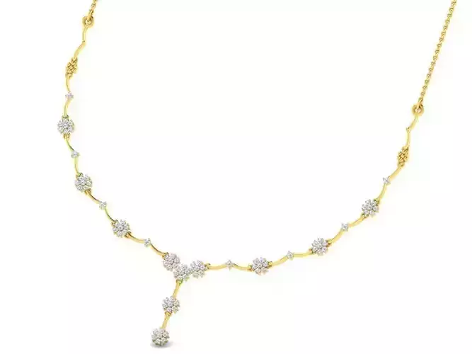 Floral Design Gold Necklace With Diamonds 13 3D print model