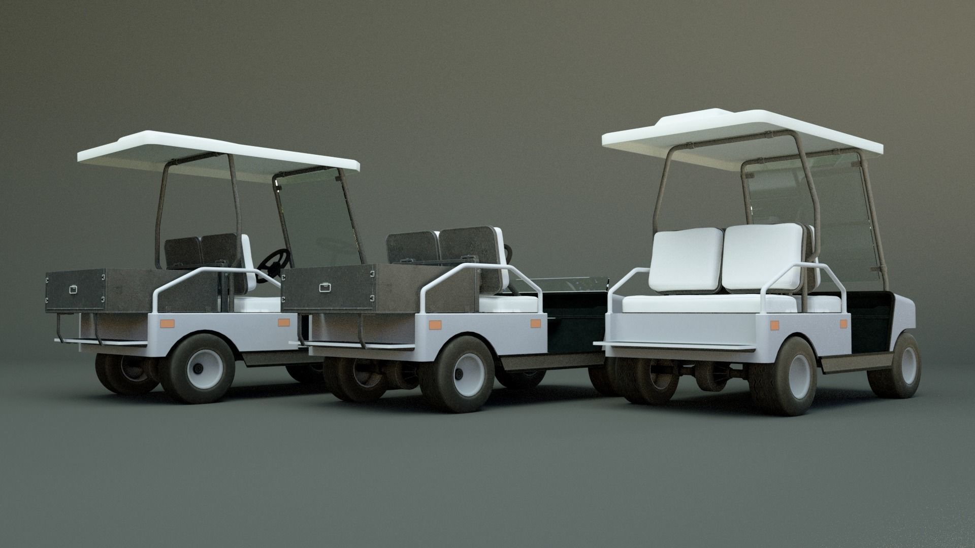Golf Cart Low-poly 3D model_2