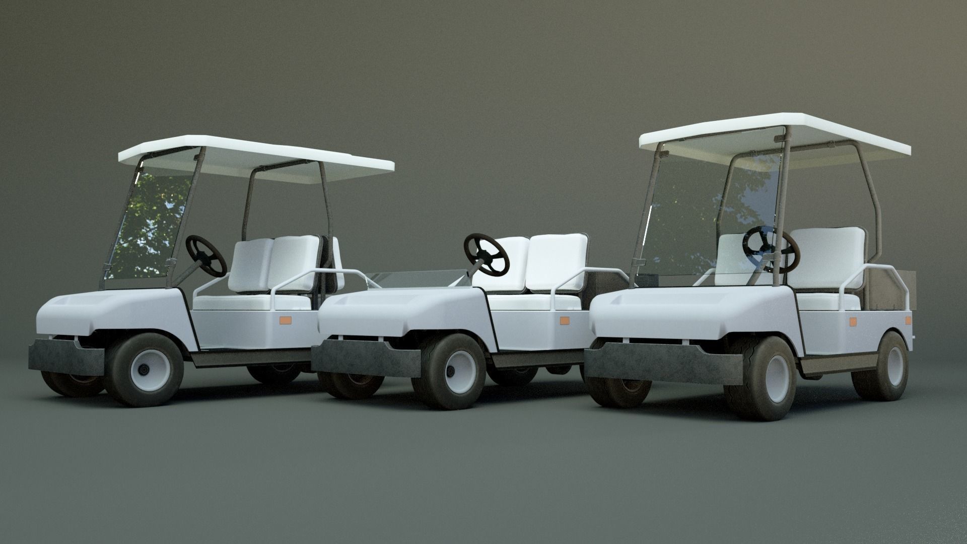 Golf Cart Low-poly 3D model_1