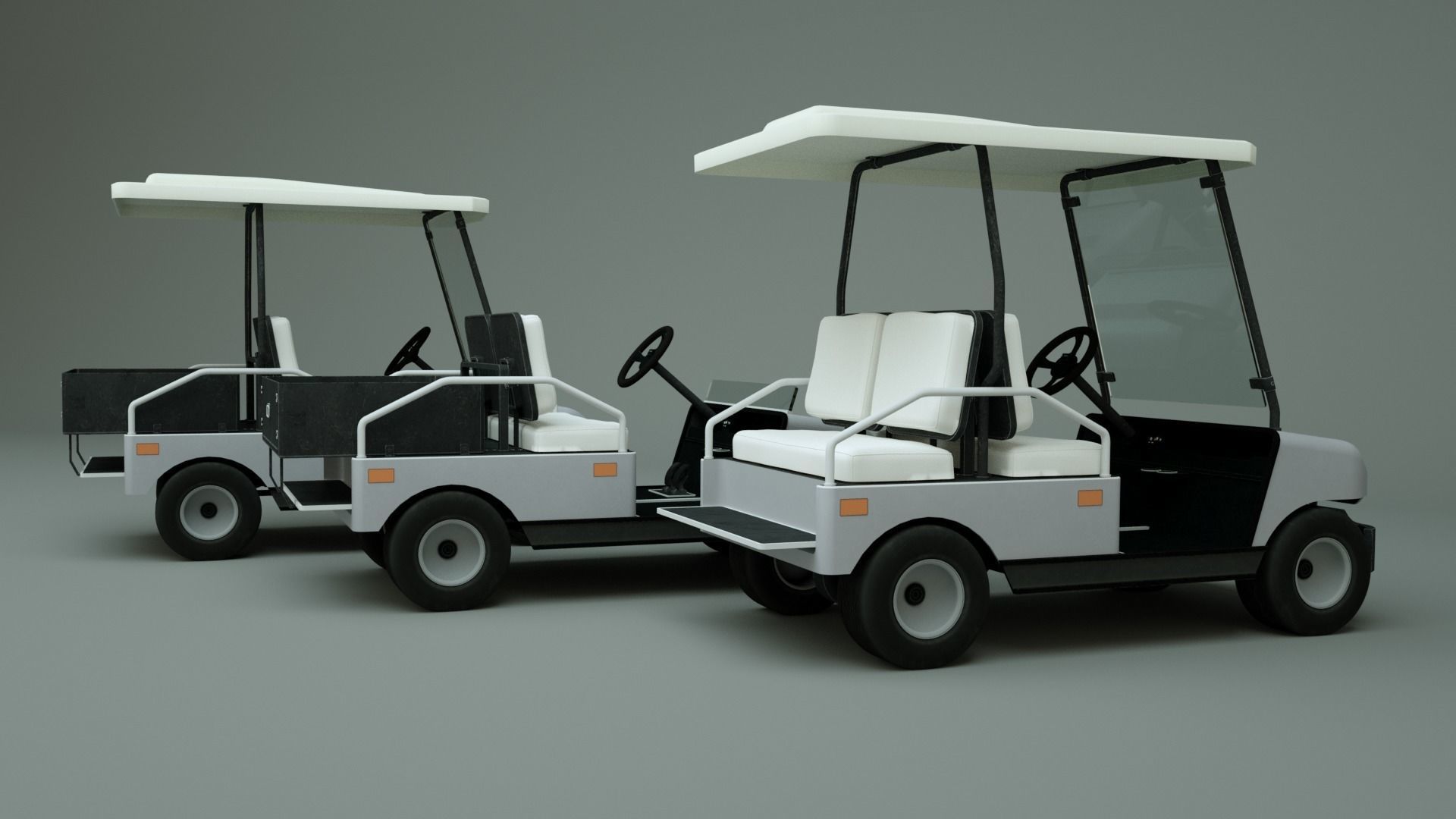 Golf Cart Low-poly 3D model_3