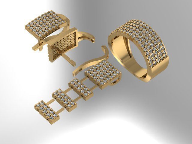 Mini set with 5 rows of stones 3D print model_2