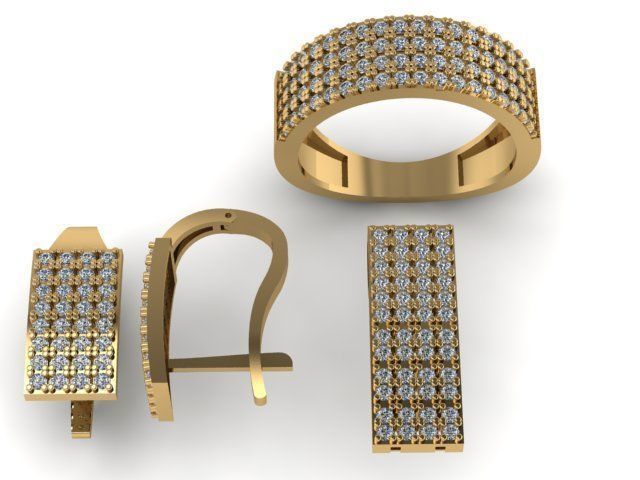 Mini set with 4 rows of stones 3D print model_1