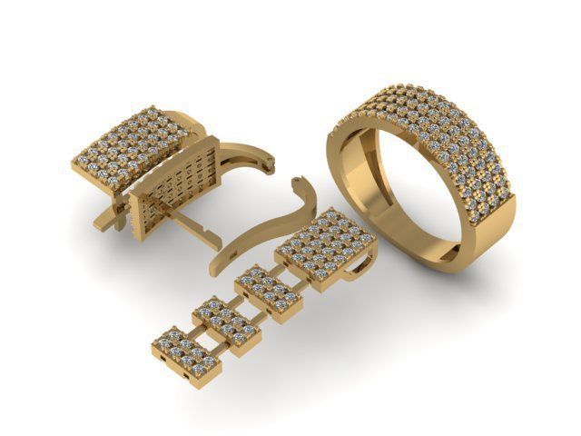 Mini set with 4 rows of stones 3D print model_2