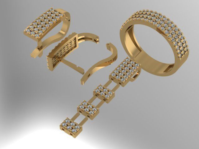 Mini set with 3 rows of stones 3D print model_2