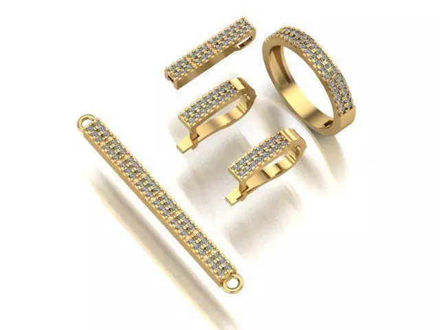 Mini set with 2 rows of stones 3D print model_0