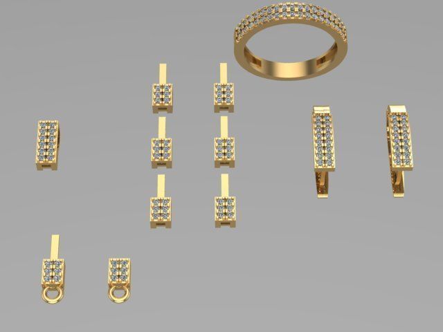 Mini set with 2 rows of stones 3D print model_1