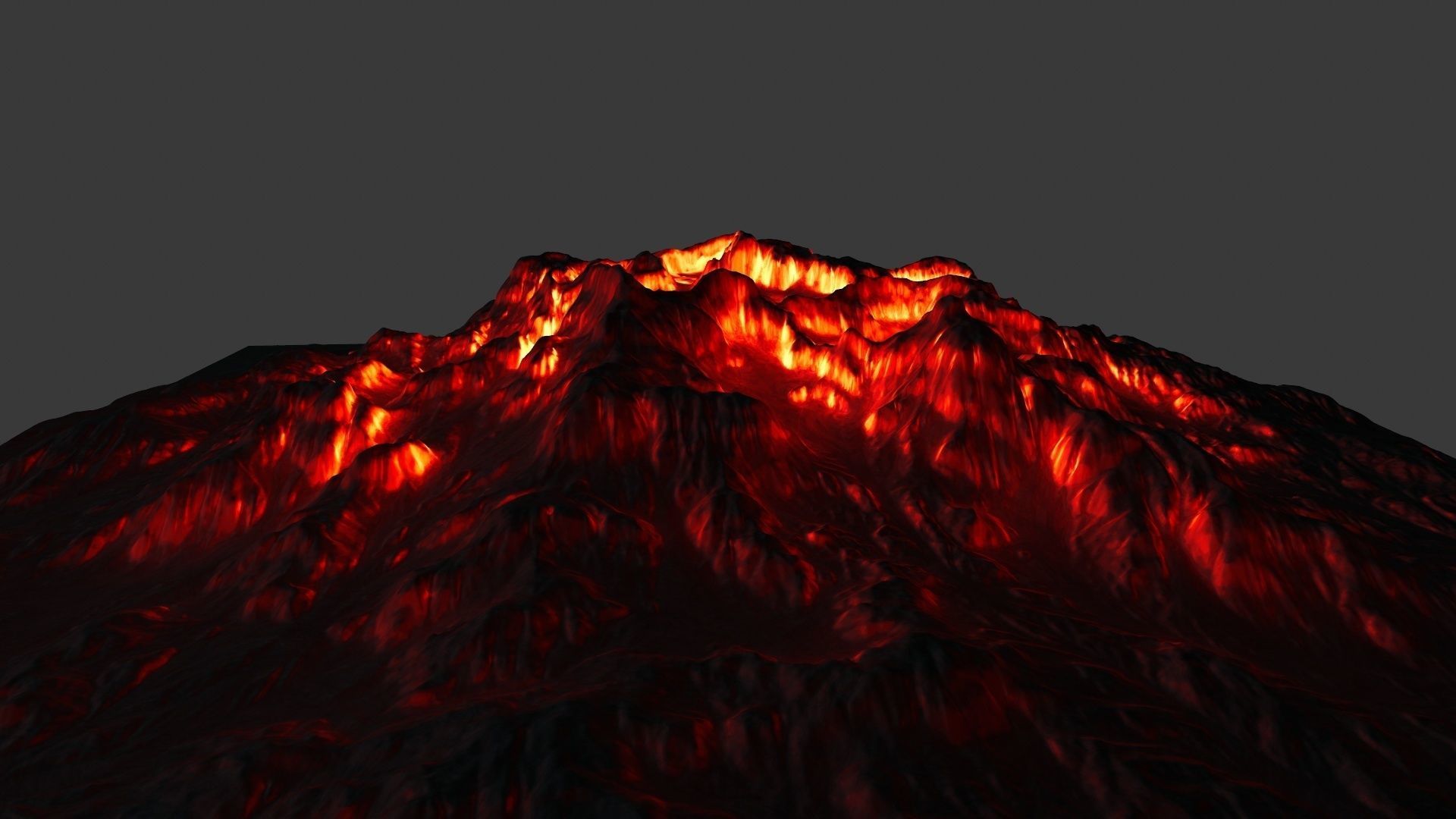 volcano with flames Low-poly 3D model_12