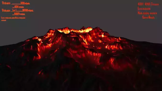 volcano with flames