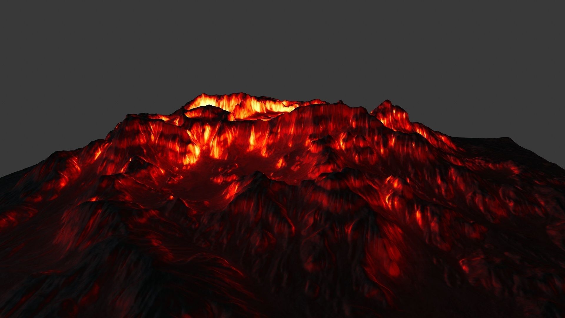 volcano with flames Low-poly 3D model_8