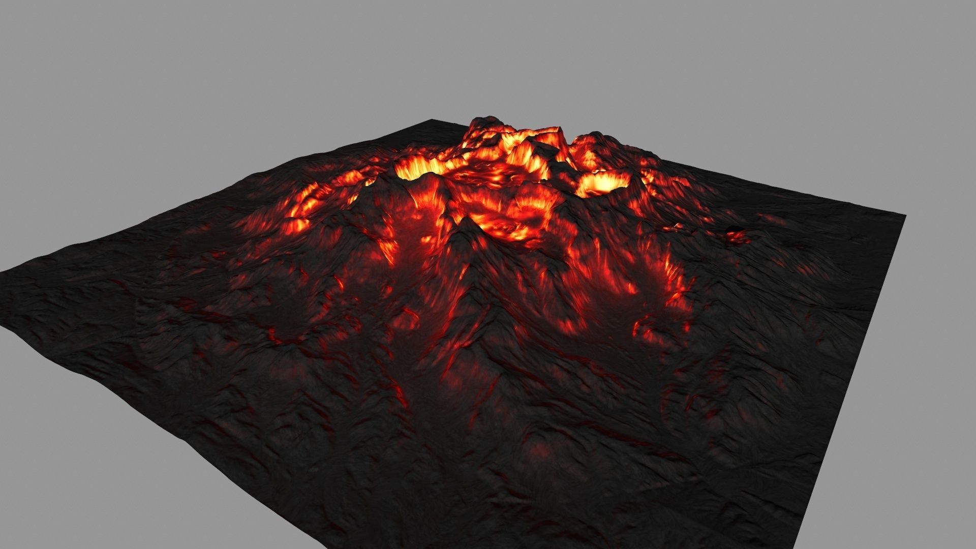 volcano with flames Low-poly 3D model_4