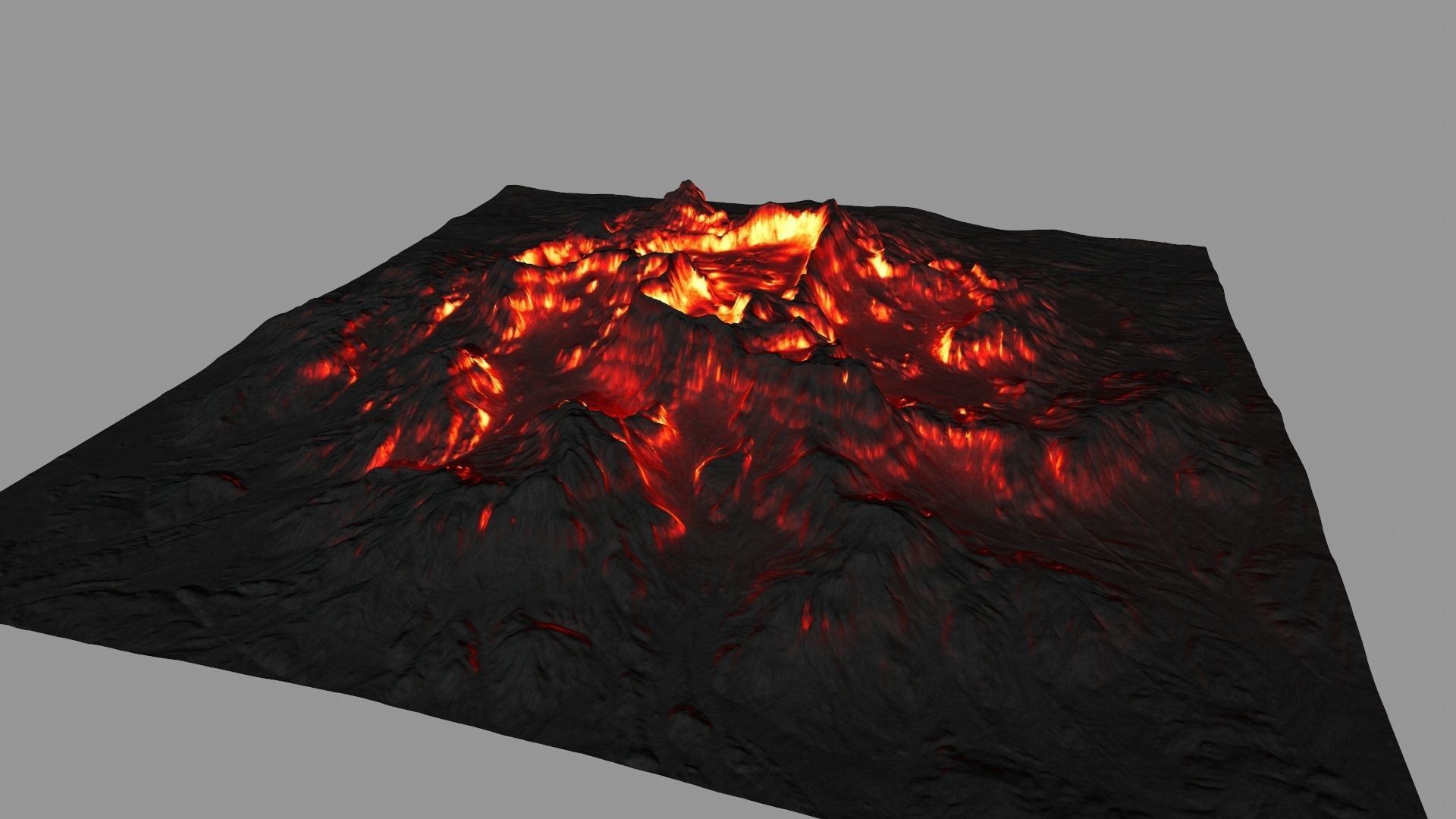 volcano with flames Low-poly 3D model_7
