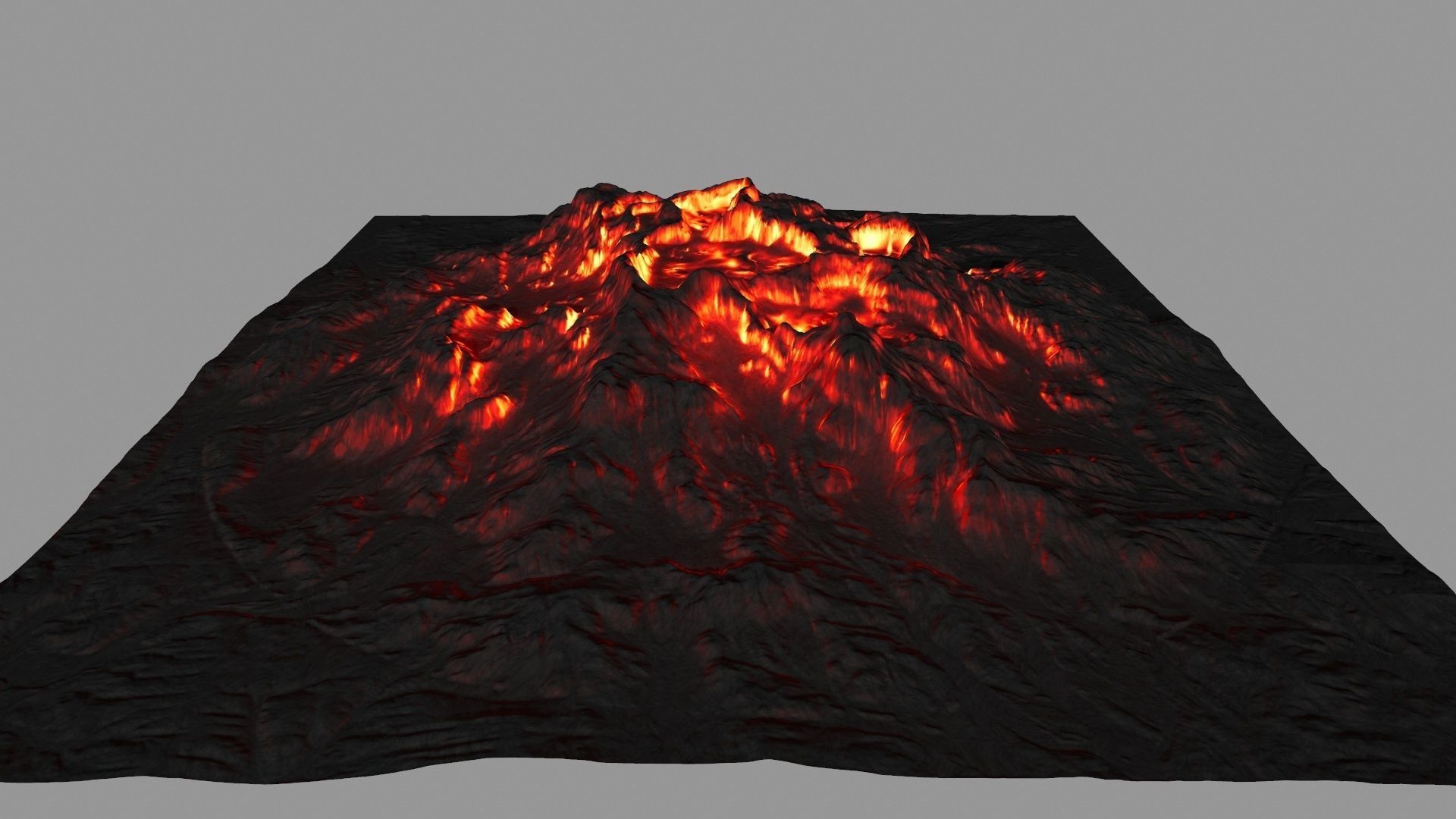 volcano with flames Low-poly 3D model_3